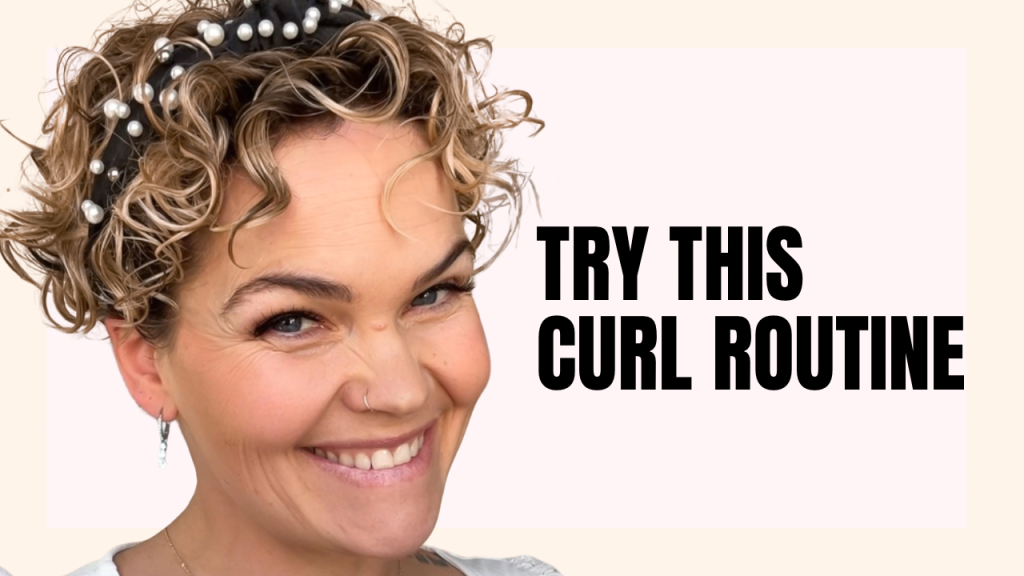 Defined short hair curls created with Bali Curls curly girl method routine